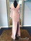 Pink Formal Dresses Long Sleeve Modest Mother of the Bride Dresses APD3443