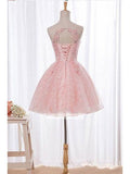 Pink Lace Homecoming Dresses Lace Applique Beaded Cheap Cute Homecoming Dress ARD1210-SheerGirl