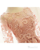 Pink Lace Homecoming Dresses Long Sleeve Knee Length Homecoming Dress ARD1312-SheerGirl