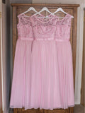 Pink Plus Size Bridesmaid Dresses Lace Top Chiffon Long Bridesmaid Dress ARD1674-SheerGirl