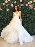 Pleated Bodice Sweetheart Necklin A Line Tulle Wedding Dress with Horsehair Hem AWD1746-SheerGirl