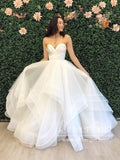 Pleated Bodice Sweetheart Necklin A Line Tulle Wedding Dress with Horsehair Hem AWD1746-SheerGirl