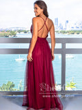 Pleated Sequins Bodice Sparkly Long Formal Dress with High Slit Long Prom Dress ARD2579-SheerGirl