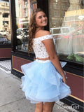 Plus Size 2 Piece Sky Blue Lace & Organza Homecoming Dresses ARD1808-SheerGirl