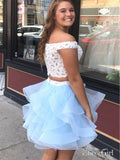 Plus Size 2 Piece Sky Blue Lace & Organza Homecoming Dresses ARD1808-SheerGirl