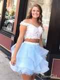 Plus Size 2 Piece Sky Blue Lace & Organza Homecoming Dresses ARD1808-SheerGirl