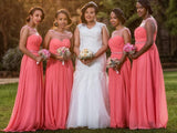 Plus Size Long Bridesmaid Dresses Beaded Watermelon Red Wedding Party Dresses APD3494-SheerGirl