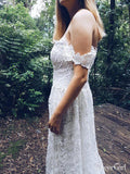 Plus Size White Lace Wedding Dresses Off the Shoulder Country Wedding Dresses AWD1212-SheerGirl