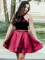 Princess Burgundy Taffeta Two Piece Homecoming Dresses with Pocket,apd2661