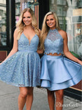 Princess Halter 2 Piece Homecoming Dresses Mini Short Prom Dresses,apd2664w-SheerGirl