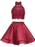 Princess Halter 2 Piece Homecoming Dresses Mini Short Prom Dresses,apd2664w-SheerGirl