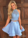 Princess Halter 2 Piece Homecoming Dresses Mini Short Prom Dresses,apd2664w-SheerGirl