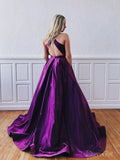 Purple Backless Long Prom Dresses With Pockets APD3217-SheerGirl