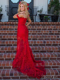 Red Detachable Train Prom Dresses Lace Formal Dresses ARD2138-SheerGirl