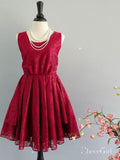 Red Lace Short Homecoming Dresses Cheap Cute Homecoming Dress with Bow ARD1481-SheerGirl