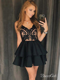 Retro Lace Black Homecoming Dresses Spaghetti Strap Little Black Dress ARD1597-SheerGirl