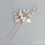 Rose Gold Bridal Haripin with Crystal Sprig and Leaves ACC1157