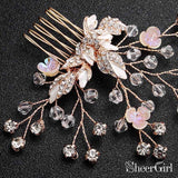 Rose Gold Crystal Sprig Bridal Comb & Hairpins ACC1154-SheerGirl