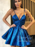 Sarkly A Line Mini Prom Dress V Neck Homecoming Dress ARD2629-SheerGirl