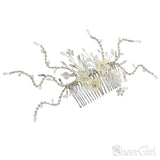 Scattered Crystal Floral Silver Bridal Comb ACC1137-SheerGirl