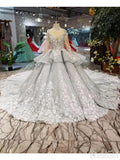 See Through Bodice Wedding Dresses Long Sleeve Quinceanera Dress ARD1842-SheerGirl