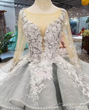 See Through Bodice Wedding Dresses Long Sleeve Quinceanera Dress ARD1842-SheerGirl