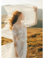 See Through Ivory Country Wedding Dresses Long Sleeve Boho Wedding Dress with Slit AWD1192