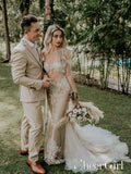 See Through Mermaid Wedding Gown Ivory Lace Fringe Long Sleeves Wedding Dress AWD1645-SheerGirl