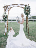 Sexy Appliqued Beach Wedding Dress with Racerback Ivory Illusion Neckline Wedding Gown AWD1689-SheerGirl