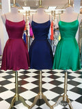 Sexy Backless Green Mini Homecoming Dresses Short Satin Cocktail Party Dress ARD1474-SheerGirl