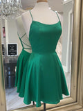 Sexy Backless Green Mini Homecoming Dresses Short Satin Cocktail Party Dress ARD1474-SheerGirl