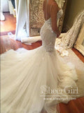 Sexy Mermaid Lace Wedding Dresses Sweetheart Neck Bridal Dress AWD1801-SheerGirl