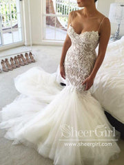 Ivory Mermaid Wedding Dresses Strapless Sexy Multilayered Wedding Dresses –  SheerGirl