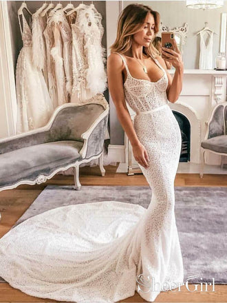 Sexy V Neck Crepe Mermaid Wedding Gown with Low V Back AWD1835 – SheerGirl
