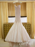 Sexy Sequins Mermaid Wedding Dress with Ruffles Luxurious Champagne Bridal Gown AWD1640-SheerGirl