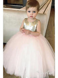 Shiny Gold Sequin Top Blush Pink Cute Flower Girl Dresses ARD1306-SheerGirl