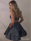 Shiny Spaghetti Strap Dark Grey Sparkly Homecoming Dresses with Pocket ARD1788