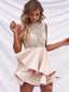 Short Blush Pink Homecoming Dresses Lace Top Cute Junior Homecoming Dresses ARD1204