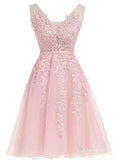 Short Dusty Rose Homecoming Dresses Lace Appliqued Princess Hoco Dress ARD1411-SheerGirl