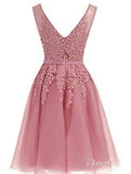 Short Dusty Rose Homecoming Dresses Lace Appliqued Princess Hoco Dress ARD1411-SheerGirl