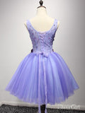 Short Lavender Homecoming Dresses Flower Applique Knee Length Prom Dress ARD1520-SheerGirl