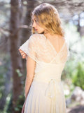 Short Sleeve Boho Lace Wedding Dresses Cheap Rustic Country Wedding Dress AWD1201-SheerGirl