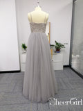 Silver Grey Sweet Heart Neckline Beaded Bodice Tulled Skirt Prom Dresses ARD2515-SheerGirl