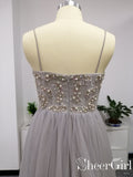 Silver Grey Sweet Heart Neckline Beaded Bodice Tulled Skirt Prom Dresses ARD2515-SheerGirl