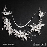 Silver Leaf Bridal Headband with Crystals ACC1162-SheerGirl