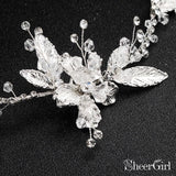 Silver Leaf Bridal Headband with Crystals ACC1162-SheerGirl