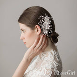 Silver Pearl Sprig Floral Bridal Comb ACC1133-SheerGirl