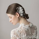 Silver Pearl Sprig Floral Bridal Comb ACC1133-SheerGirl