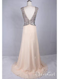 Silver Sequin Formal Dresses Modest Peach Wedding Guest Dresses for Summer APD3487-SheerGirl