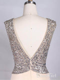 Silver Sequin Formal Dresses Modest Peach Wedding Guest Dresses for Summer APD3487-SheerGirl